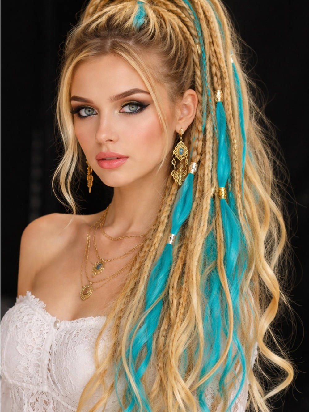 Turquoise Hair Wrap Extensions for Women - Boho Hair Accessories